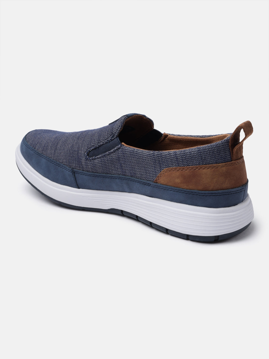 A blue Men's bugatti Casual Loafers featuring a round plain toe, zero heels heel. Made from synthetic with a durable eva outsole, this slip-on design offers both style and comfort.