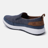 A blue Men's bugatti Casual Loafers featuring a round plain toe, zero heels heel. Made from synthetic with a durable eva outsole, this slip-on design offers both style and comfort.