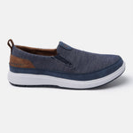 A blue Men's bugatti Casual Loafers featuring a round plain toe, zero heels heel. Made from synthetic with a durable eva outsole, this slip-on design offers both style and comfort.
