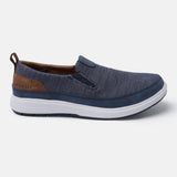 A blue Men's bugatti Casual Loafers featuring a round plain toe, zero heels heel. Made from synthetic with a durable eva outsole, this slip-on design offers both style and comfort.