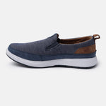 A blue Men's bugatti Casual Loafers featuring a round plain toe, zero heels heel. Made from synthetic with a durable eva outsole, this slip-on design offers both style and comfort.