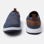 A blue Men's bugatti Casual Loafers featuring a round plain toe, zero heels heel. Made from synthetic with a durable eva outsole, this slip-on design offers both style and comfort.