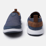 A blue Men's bugatti Casual Loafers featuring a round plain toe, zero heels heel. Made from synthetic with a durable eva outsole, this slip-on design offers both style and comfort.