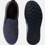 A blue Men's bugatti Casual Loafers featuring a round plain toe, zero heels heel. Made from synthetic with a durable eva outsole, this slip-on design offers both style and comfort.