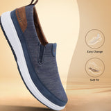 A blue Men's bugatti Casual Loafers featuring a round plain toe, zero heels heel. Made from synthetic with a durable eva outsole, this slip-on design offers both style and comfort.