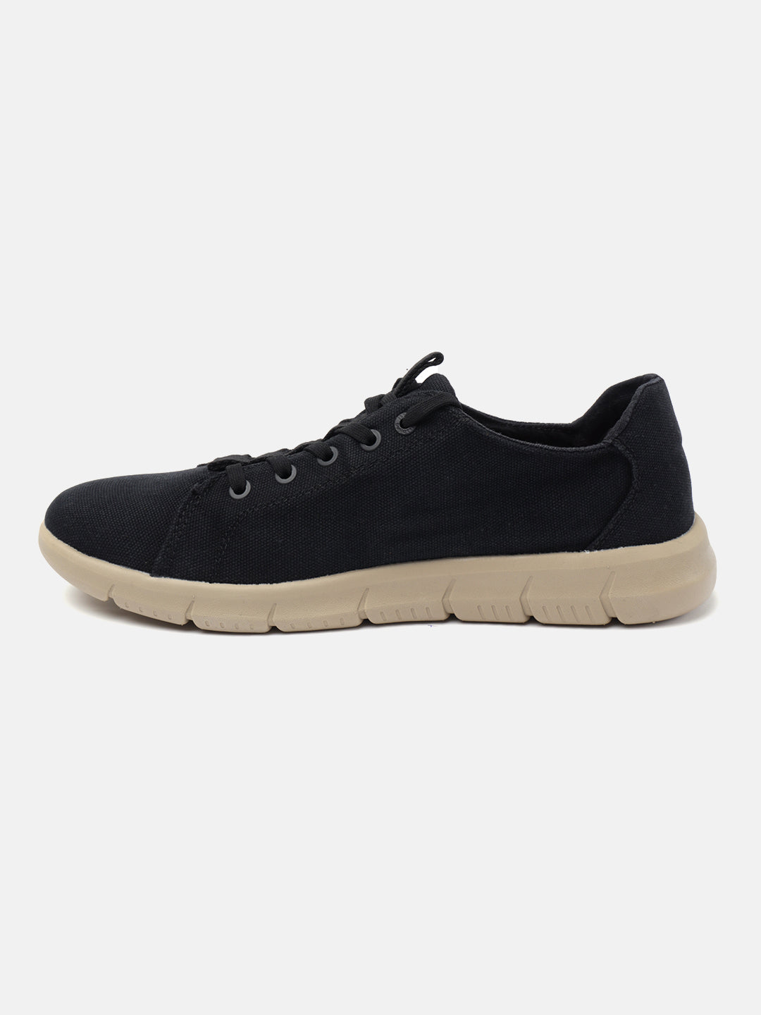 A black Men's bugatti Sneakers featuring a round plain toe, zero heels heel. Made from textile with a durable eva outsole, this laces design offers both style and comfort.