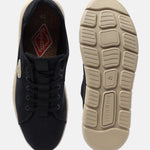 A black Men's bugatti Sneakers featuring a round plain toe, zero heels heel. Made from textile with a durable eva outsole, this laces design offers both style and comfort.