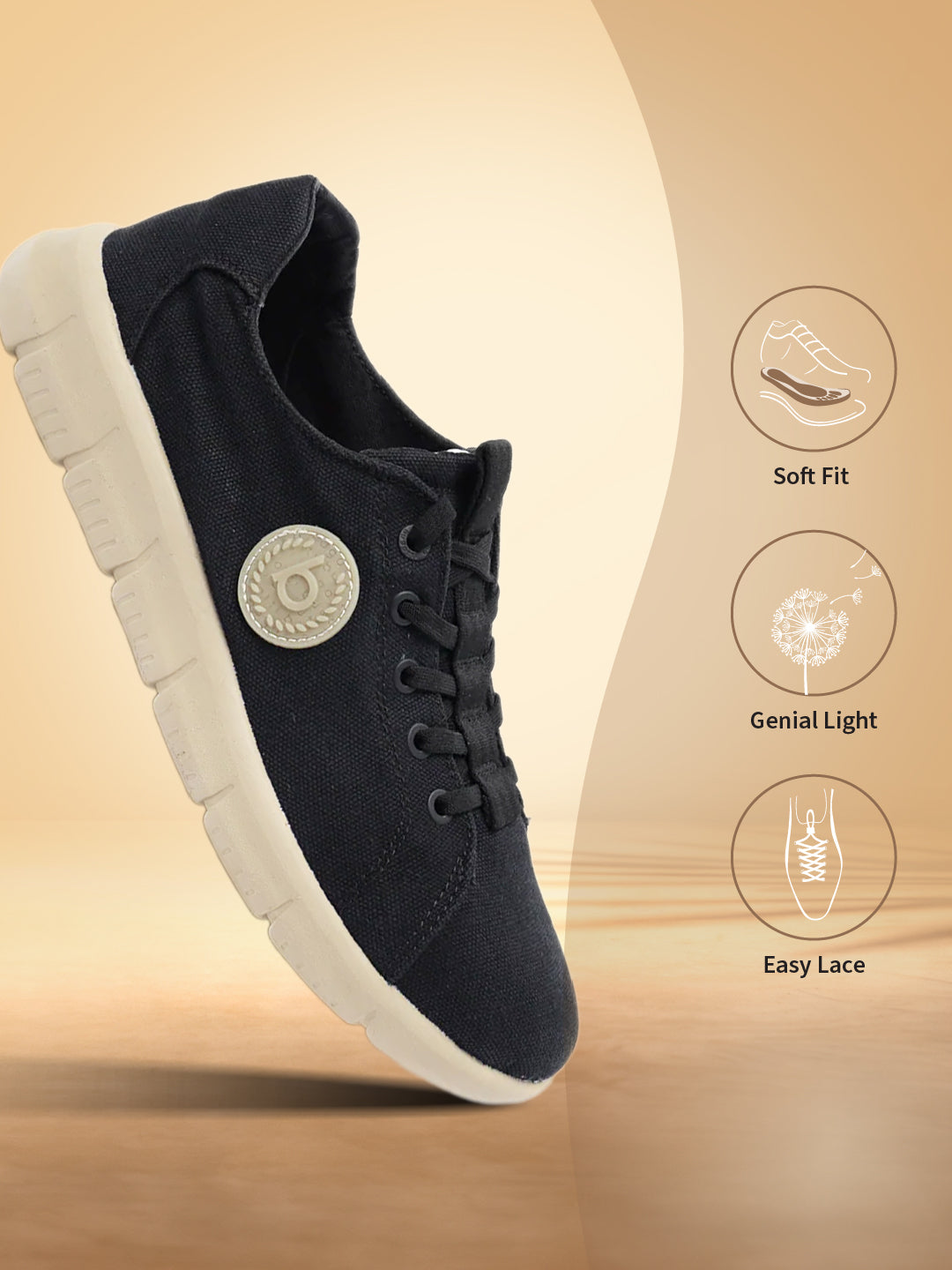 A black Men's bugatti Sneakers featuring a round plain toe, zero heels heel. Made from textile with a durable eva outsole, this laces design offers both style and comfort.