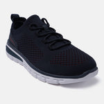Dark blue knit sneakers by bugatti, featuring a textured upper, lace-up closure, and a white rubber sole.
