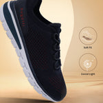 Dark blue comfort sneaker by bugatti, shown in a side view with a contrasting white sole.