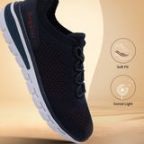 Dark blue comfort sneaker by bugatti, shown in a side view with a contrasting white sole.
