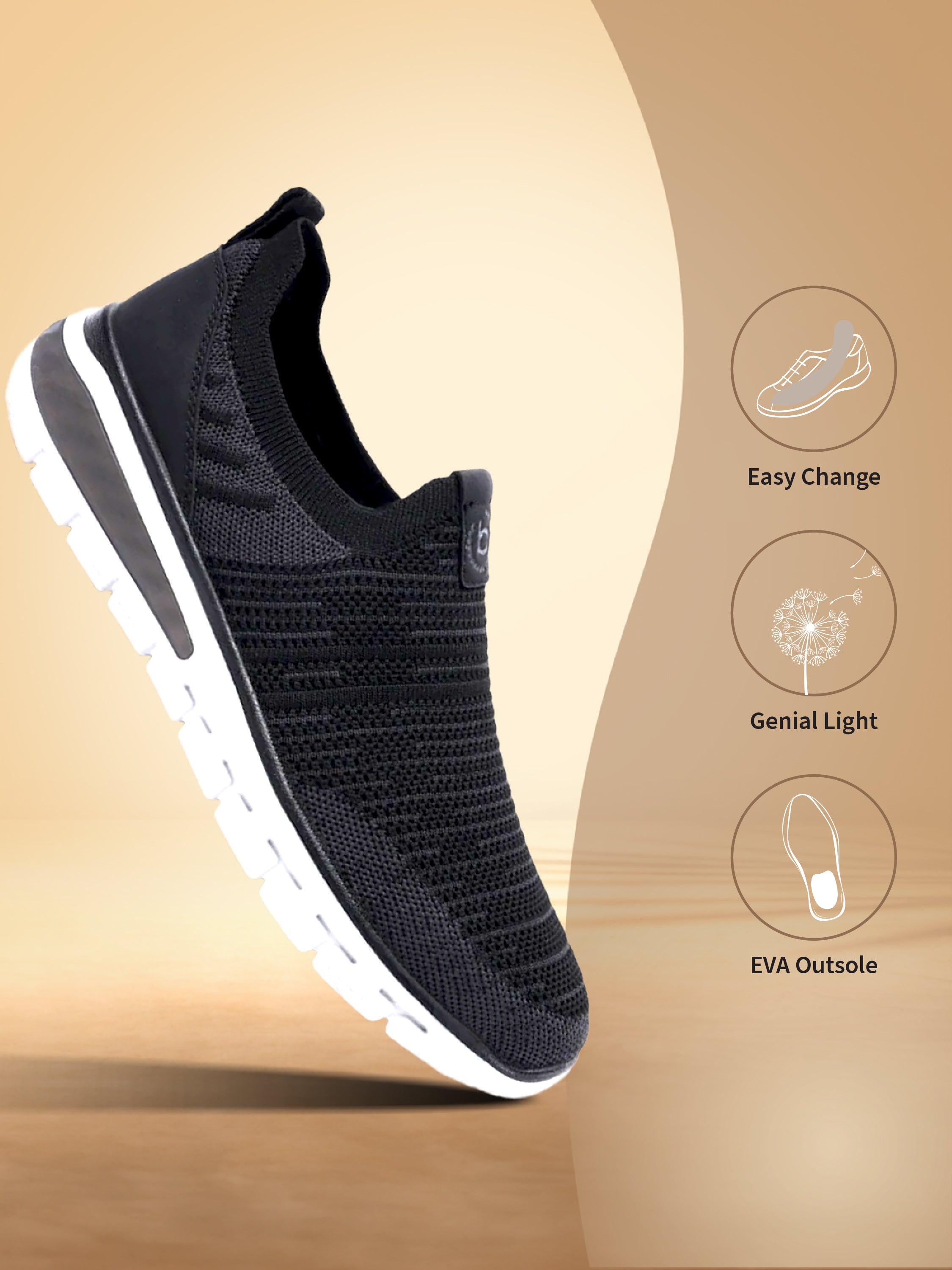 bugatti Yucatan black comfort sneaker with a white sole, shown at an angle.