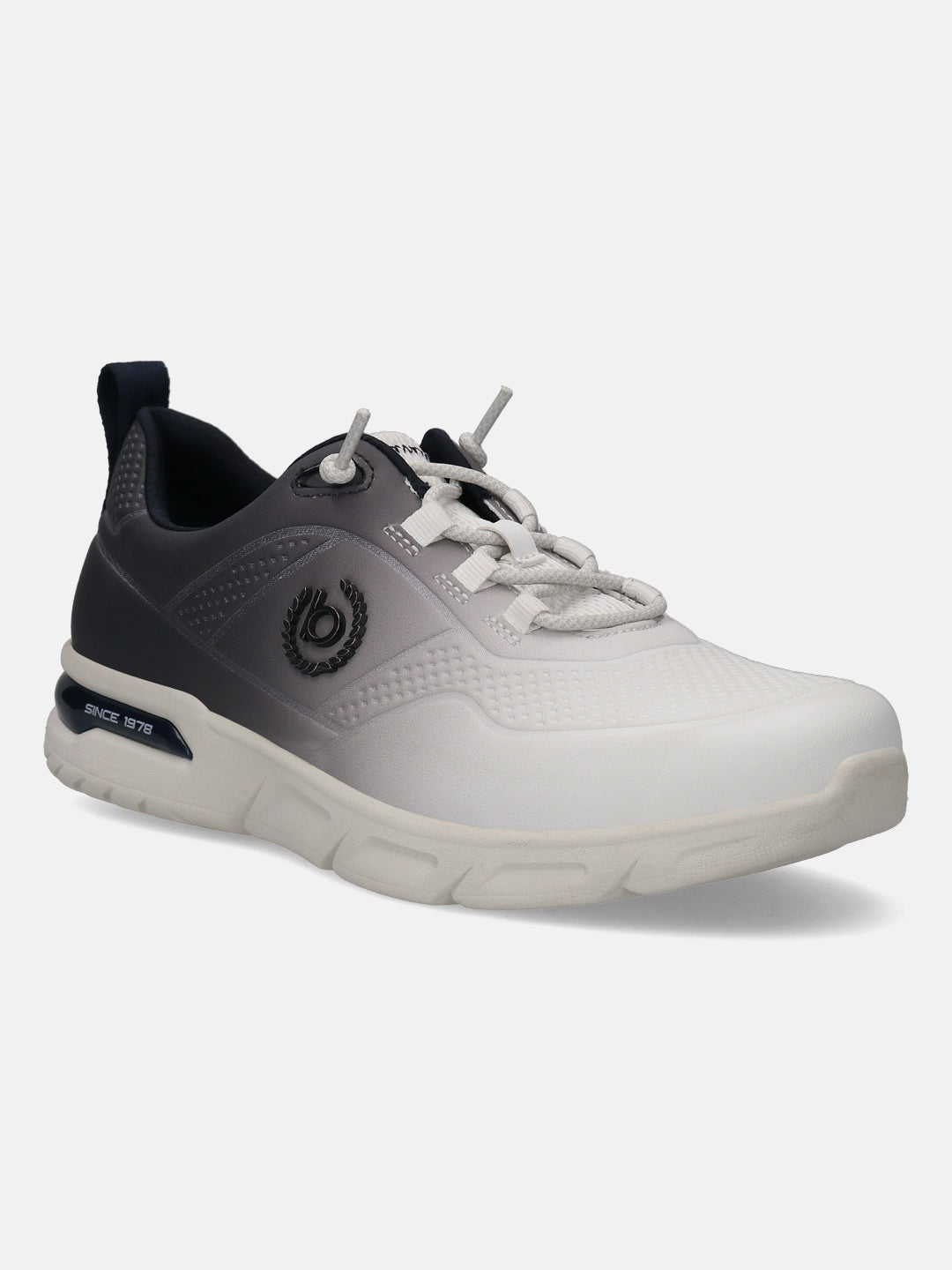 A white Men's bugatti Athileisure Sneakers featuring a round toe plain toe, zero heels heel. Made from synthetic with a durable eva outsole, this laces design offers both style and comfort.