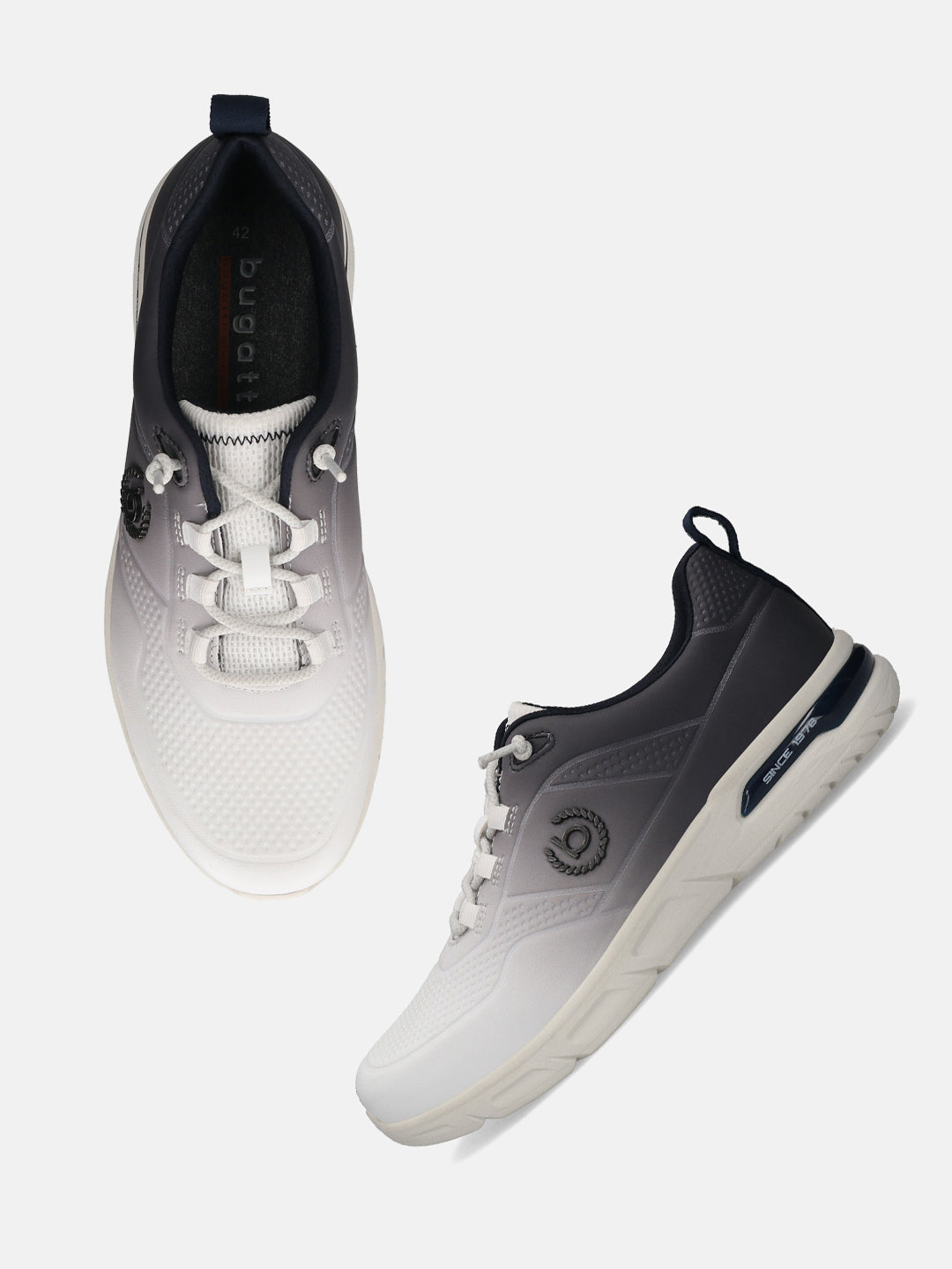 A white Men's bugatti Athileisure Sneakers featuring a round toe plain toe, zero heels heel. Made from synthetic with a durable eva outsole, this laces design offers both style and comfort.