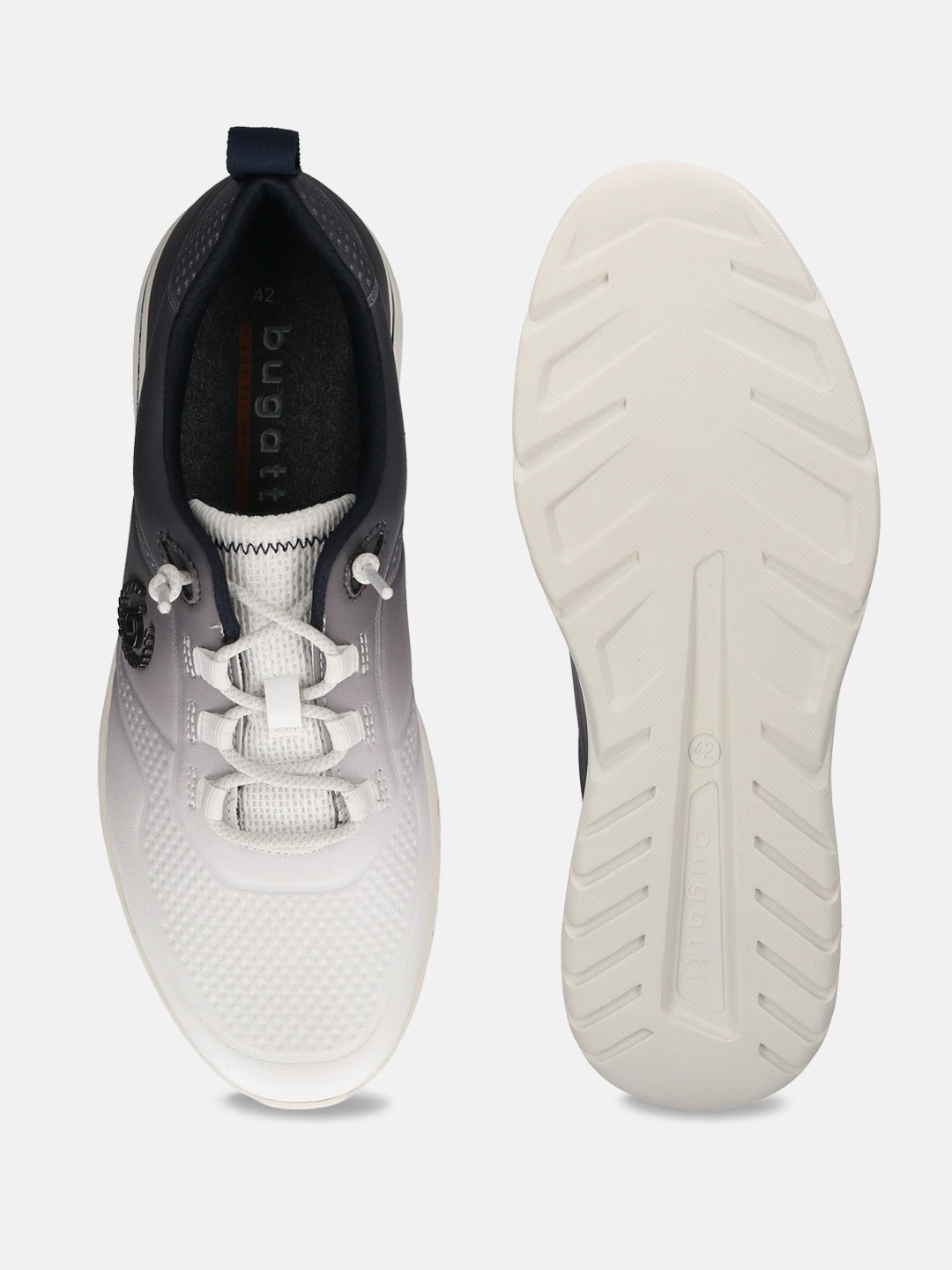 A white Men's bugatti Athileisure Sneakers featuring a round toe plain toe, zero heels heel. Made from synthetic with a durable eva outsole, this laces design offers both style and comfort.
