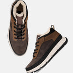 Multicolor casual boots by Bugatti, featuring brown suede and faux fur lining.