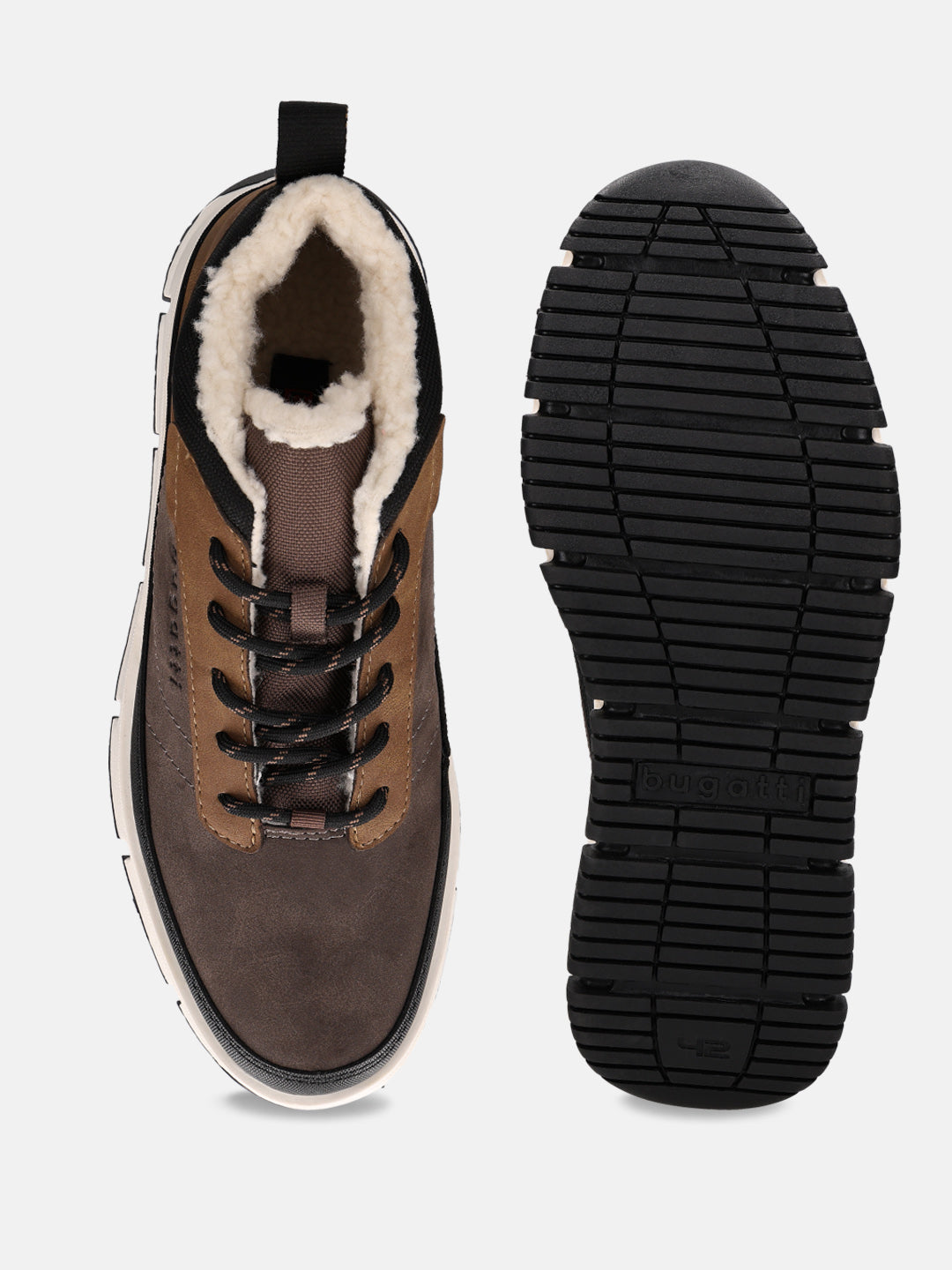 Multicolor casual boots by Bugatti with faux fur lining and black textured soles.