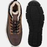 Multicolor casual boots by Bugatti with faux fur lining and black textured soles.