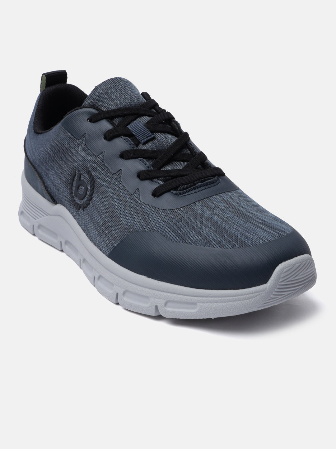 Blue textile sneaker by bugatti with black laces, and a light gray sole.