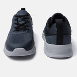 Blue comfort sneakers by bugatti, with black laces and a grey, ridged sole.