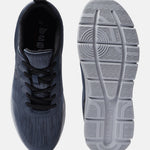 Blue comfort sneakers by bugatti with black laces, shown with the textured gray sole and the brand logo.
