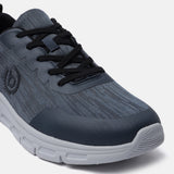 Blue and gray sneakers by bugatti with black laces and a textured upper.