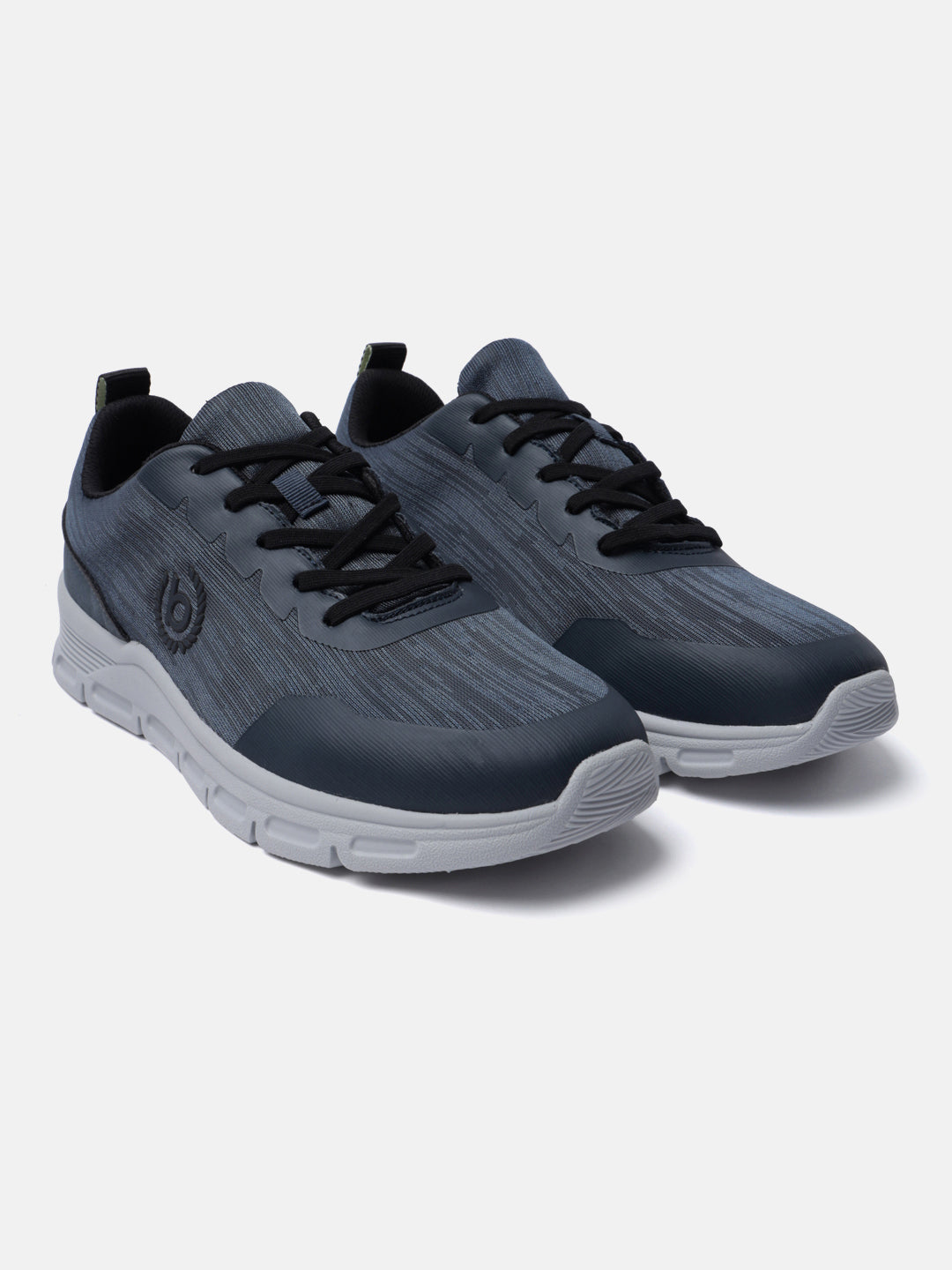 Blue comfort sneakers by bugatti, featuring a subtle striped pattern and black laces.