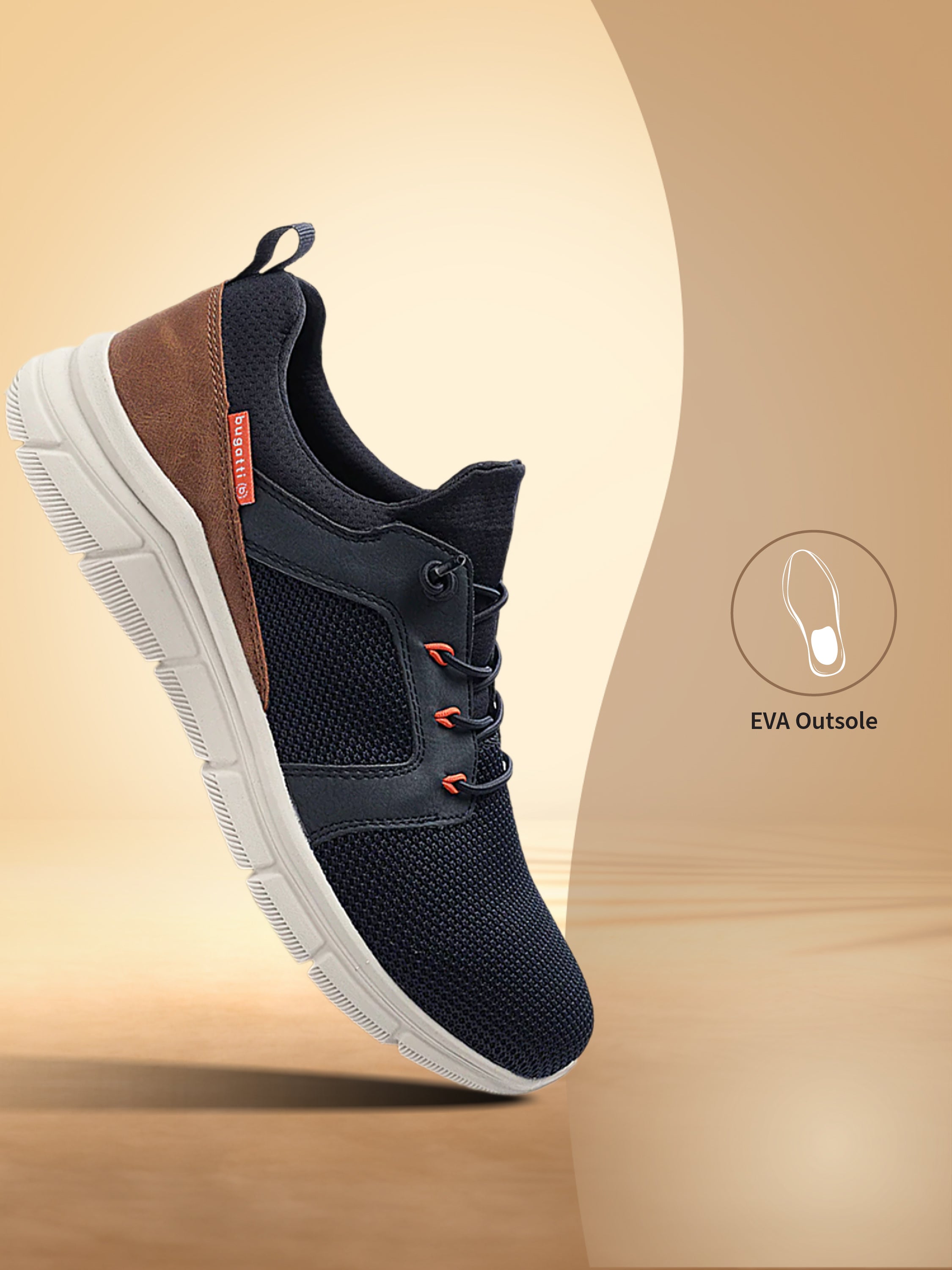 bugatti Soa Dark Blue Comfort Mid Top Sneakers featuring a round plain toe, zero heels heel. Made from textile with a durable eva outsole, this laces design offers both style and comfort.
