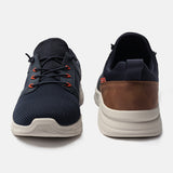 A blue Men's bugatti Sneakers featuring a round plain toe, zero heels heel. Made from textile with a durable eva outsole, this laces design offers both style and comfort.