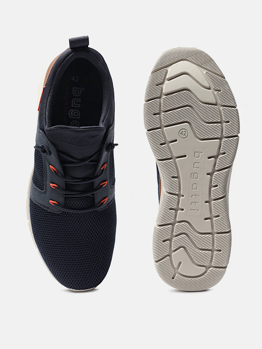A blue Men's bugatti Sneakers featuring a round plain toe, zero heels heel. Made from textile with a durable eva outsole, this laces design offers both style and comfort.