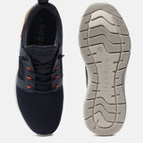 A blue Men's bugatti Sneakers featuring a round plain toe, zero heels heel. Made from textile with a durable eva outsole, this laces design offers both style and comfort.