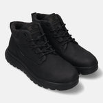 Black casual boots by Bugatti with textured upper and lace-up closure.