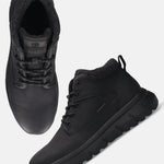 Black casual boots by bugatti with lace-up closure and textured trim.