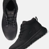 Black casual boots by bugatti with lace-up closure and textured trim.