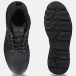 Black casual boots by Bugatti with faux fur lining and patterned tread.