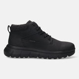 Side view of a pam black Bugatti boot, a casual style with a textured sole and lace-up closure.

