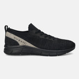 Black comfort sneaker by bugatti, featuring a knit textile upper and tonal sole.