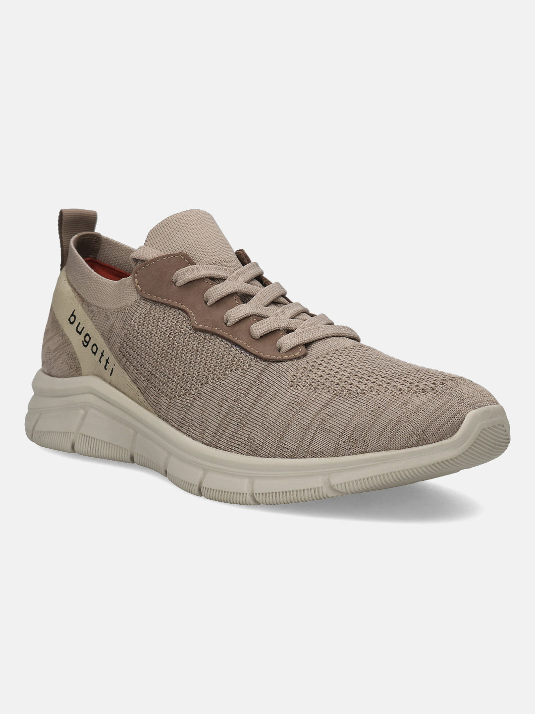 A beige Men's bugatti Sneakers featuring a round plain toe, zero heels heel. Made from textile with a durable eva outsole, this laces design offers both style and comfort.