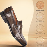 Dark green leather comfort penny loafer by bugatti with a polished finish, floating at an angle.