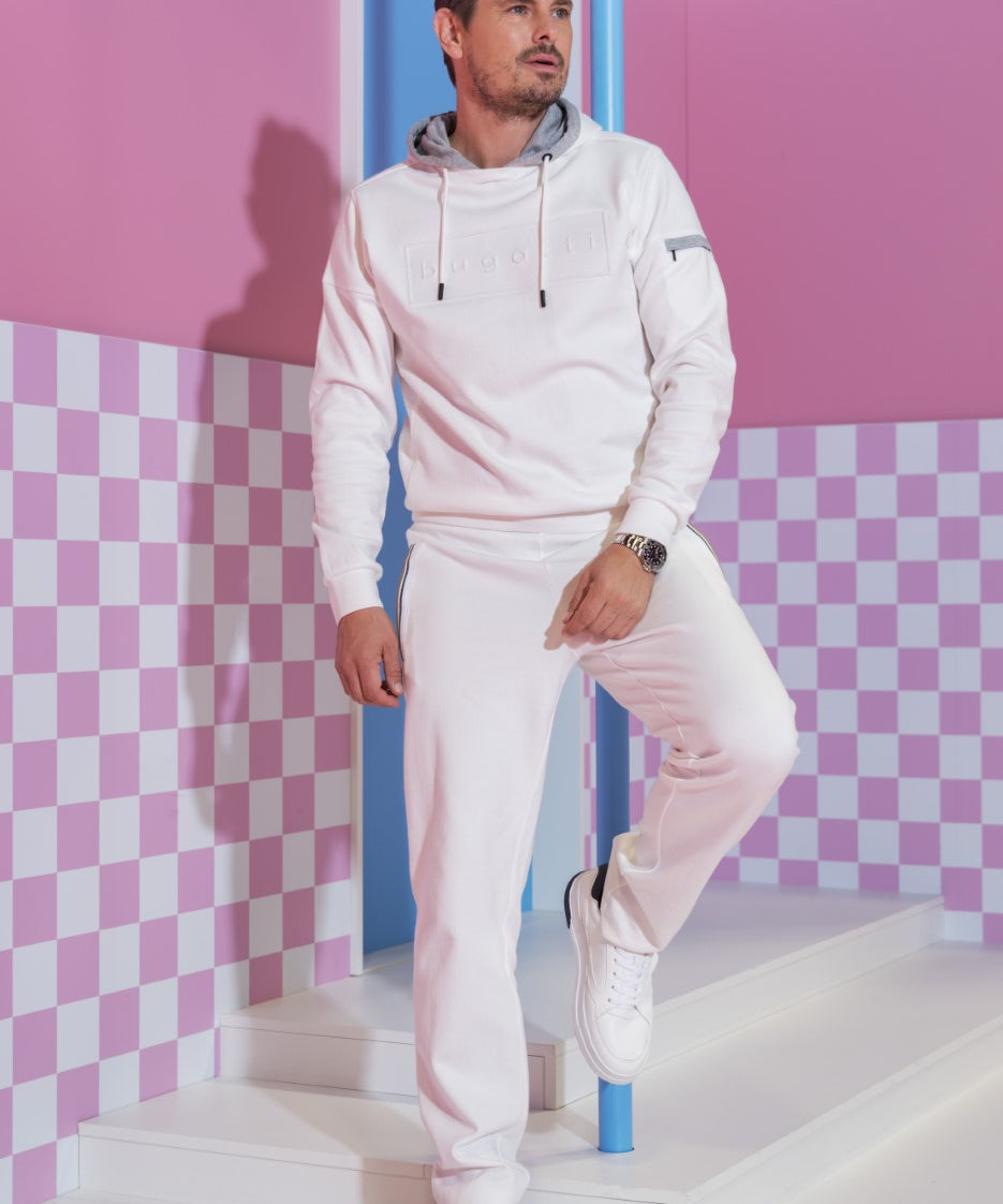 A white Men's bugatti Sneakers featuring a round plain toe, zero heels heel. Made from synthetic with a durable tpr outsole, this laces design offers both style and comfort.