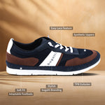 A blue Men's bugatti Sneakers featuring a round plain toe, zero heels heel. Made from synthetic with a durable tpr outsole, this laces design offers both style and comfort.