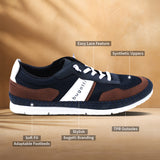 A blue Men's bugatti Sneakers featuring a round plain toe, zero heels heel. Made from synthetic with a durable tpr outsole, this laces design offers both style and comfort.