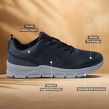 Blue comfort mid-top sneakers by bugatti with textile uppers, round toe design, and anti-slip EVA outsoles.