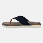 A blue Men's bugatti  Thongs featuring a round toe plain toe, zero heels heel. Made from textile with a durable eva outsole, this slide design offers both style and comfort.
