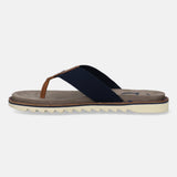A blue Men's bugatti  Thongs featuring a round toe plain toe, zero heels heel. Made from textile with a durable eva outsole, this slide design offers both style and comfort.