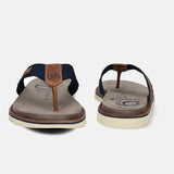 A blue Men's bugatti  Thongs featuring a round toe plain toe, zero heels heel. Made from textile with a durable eva outsole, this slide design offers both style and comfort.