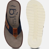 A blue Men's bugatti  Thongs featuring a round toe plain toe, zero heels heel. Made from textile with a durable eva outsole, this slide design offers both style and comfort.