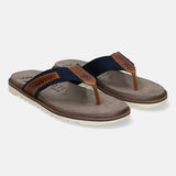 A blue Men's bugatti  Thongs featuring a round toe plain toe, zero heels heel. Made from textile with a durable eva outsole, this slide design offers both style and comfort.