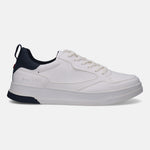 A white Men's bugatti Sneakers featuring a round plain toe, zero heels heel. Made from synthetic with a durable tpr outsole, this laces design offers both style and comfort.