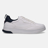 A white Men's bugatti Sneakers featuring a round plain toe, zero heels heel. Made from synthetic with a durable tpr outsole, this laces design offers both style and comfort.